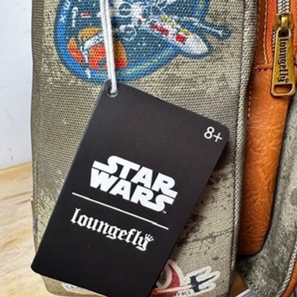 Loungefly Disney Star Wars X-Wing Messenger Bag Green Rebel Pilot Patches Canvas - Picture 8 of 11